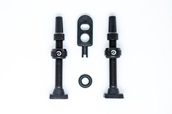 SET 2 VALVULA ALUMINIO 44mm BASE REDONDA NEGRO
